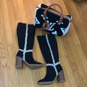 Black Sherpa Trim Boots by ScoopNYC